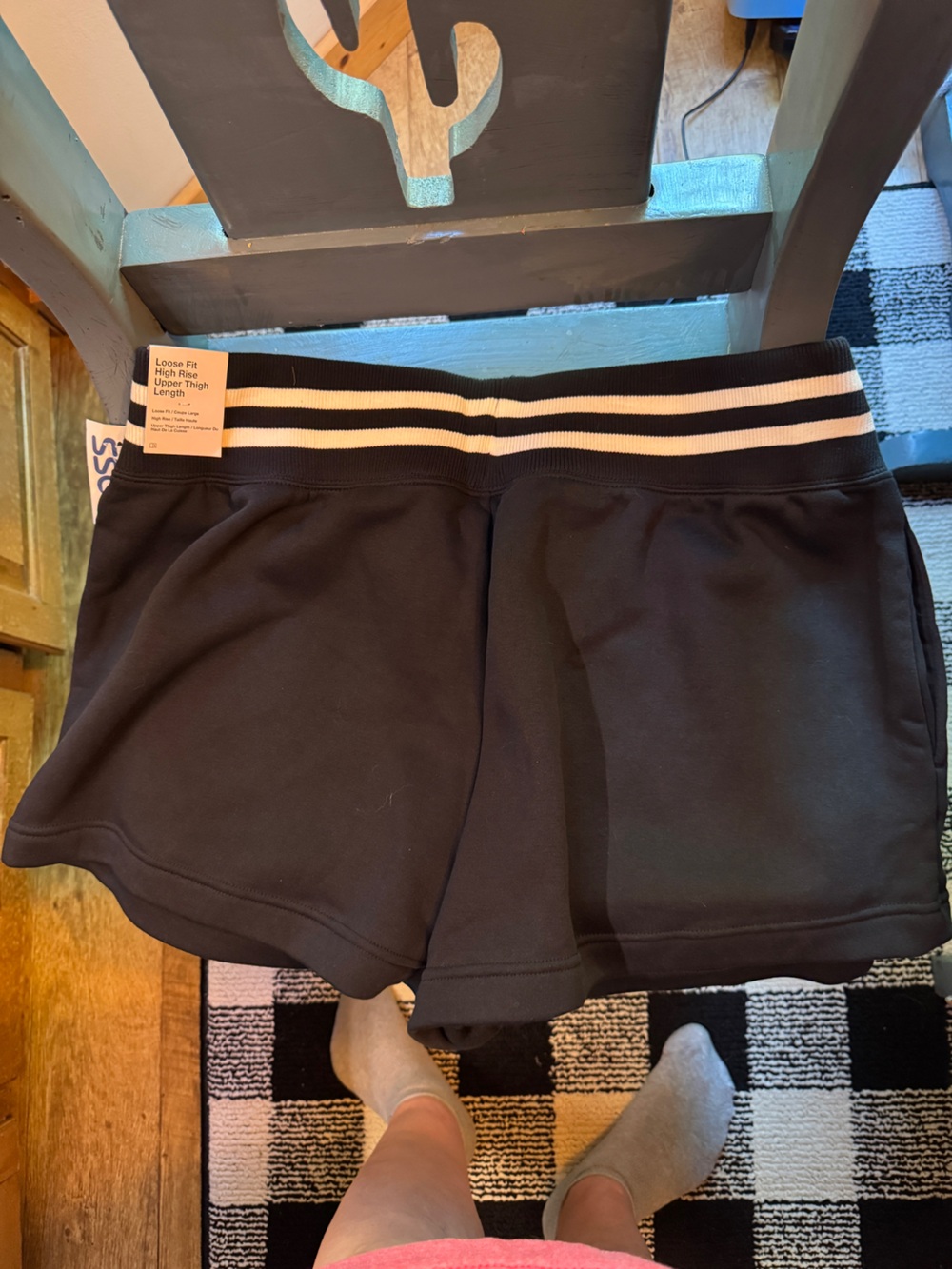 Nike Black Shorts with White Striped Waistband